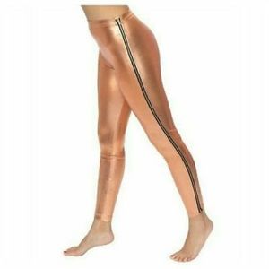 American Apparel Zipper Leggings GOLD Sz X-SMALL